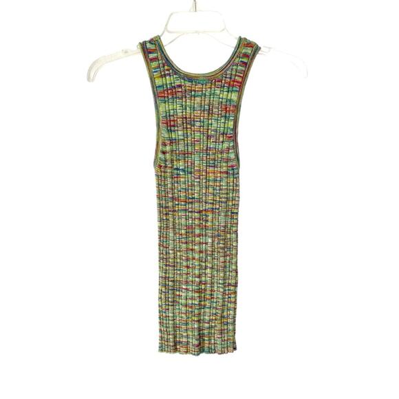Anthropologie High Neck Knit Green Multi Color Tank Top size small - Picture 5 of 12